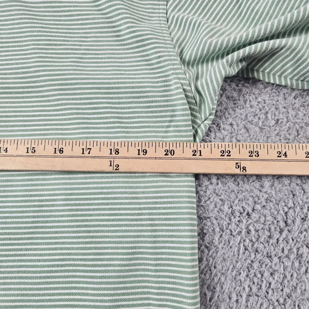 Nike Shirt Mens Medium Green Cotton Striped Golf Polo Dri Fit Casual Active